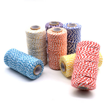 100M/ролка памучен шнур Бейкър Канап Цветни памучни занаяти Канап Шнур за макраме Направи си сам домашен текстил Опаковане на подаръци Сватбен декор