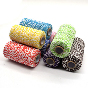 100M/ролка памучен шнур Бейкър Канап Цветни памучни занаяти Канап Шнур за макраме Направи си сам домашен текстил Опаковане на подаръци Сватбен декор