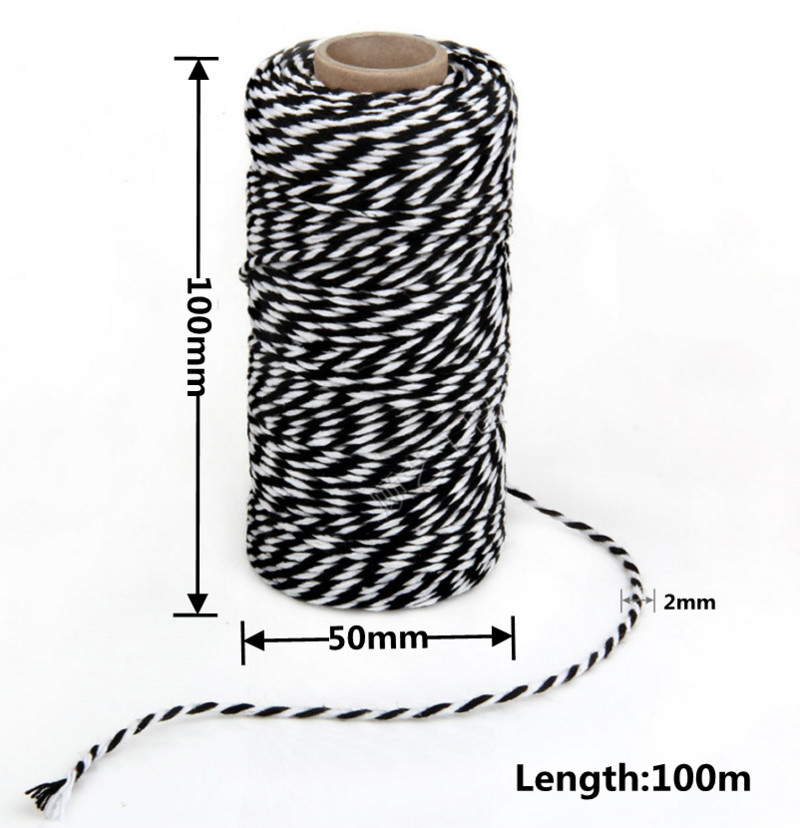 100M/rola pamučne uzice Konop za pečenje Šareni pamuk Rukotvorine uzice Makrame uzica DIY Kućni tekstil Umatanje darova Svadbeni dekor