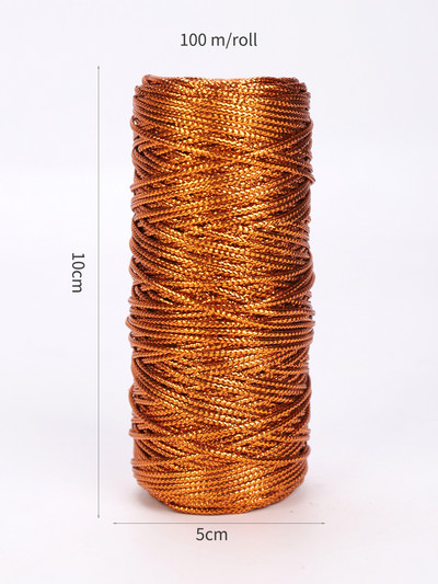 100M 1,5 mm Zlatno Srebrno Uže Konop Vrpca Mašne Rukotvorine DIY Makrame užet Špaga Šivanje Omotanje poklona Uvrnuti konac Dekoracija kućnog tekstila