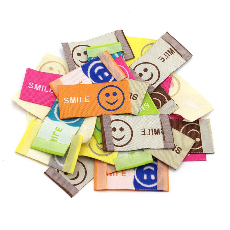 50 kom Osmijeh Ručno izrađene naljepnice za odjeću Šarene pamučne oznake za odjeću Ručno izrađena tkana oznaka za šešire Pleteni pribor za šivanje