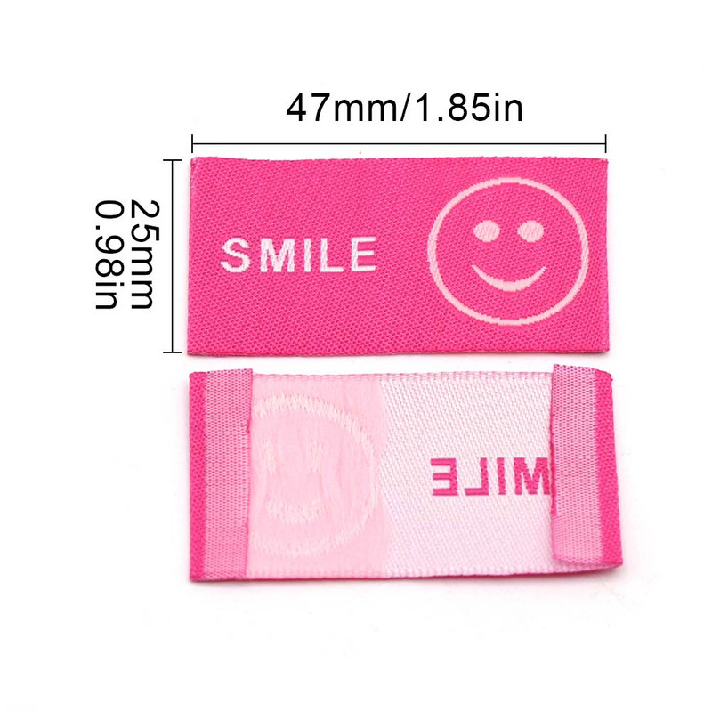 50 kom Osmijeh Ručno izrađene naljepnice za odjeću Šarene pamučne oznake za odjeću Ručno izrađena tkana oznaka za šešire Pleteni pribor za šivanje