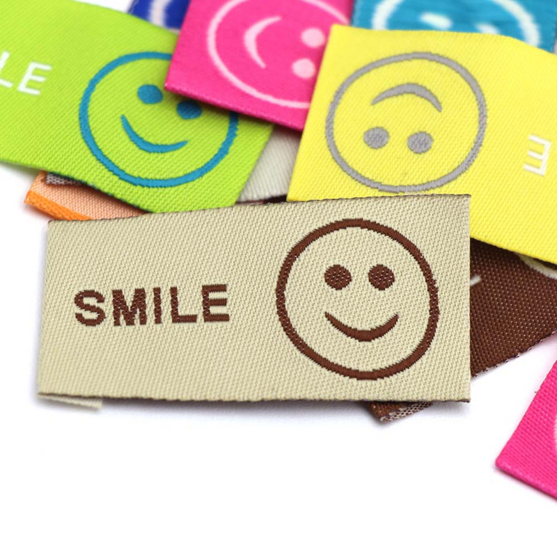 50 kom Osmijeh Ručno izrađene naljepnice za odjeću Šarene pamučne oznake za odjeću Ručno izrađena tkana oznaka za šešire Pleteni pribor za šivanje