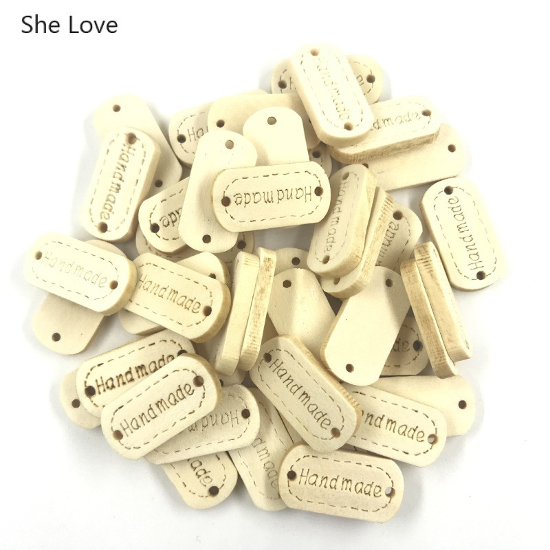 Chzimade 50Pcs/lot Vintage ručno izrađene drvene naljepnice za odjevne predmete 23,5x11,5 mm reljefne ručno izrađene naljepnice sa slovima, oznake Materijali za šivanje