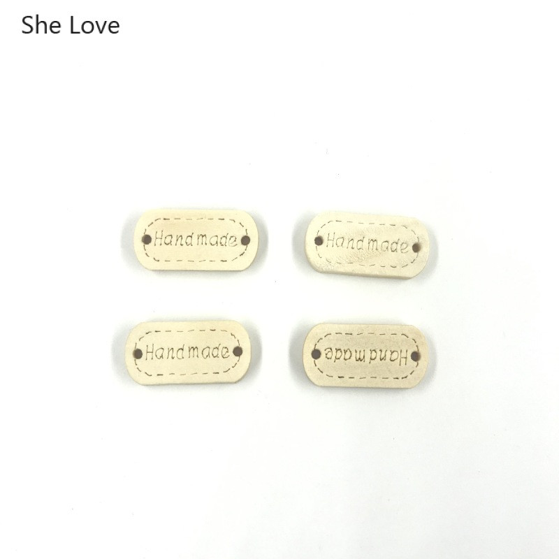 Chzimade 50Pcs/lot Vintage ručno izrađene drvene naljepnice za odjevne predmete 23,5x11,5 mm reljefne ručno izrađene naljepnice sa slovima, oznake Materijali za šivanje