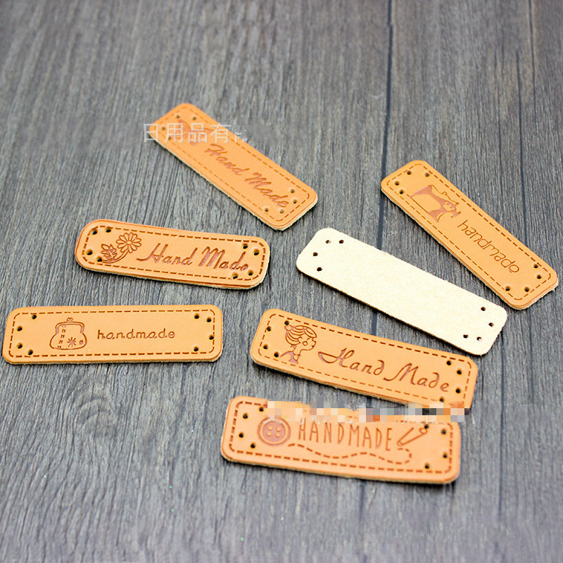 10PCS Engleske ručno izrađene naljepnice za odjeću Oznake od PU kože Ručno izrađene naljepnice DIY jeans torbe Cipele Dodaci za šivanje