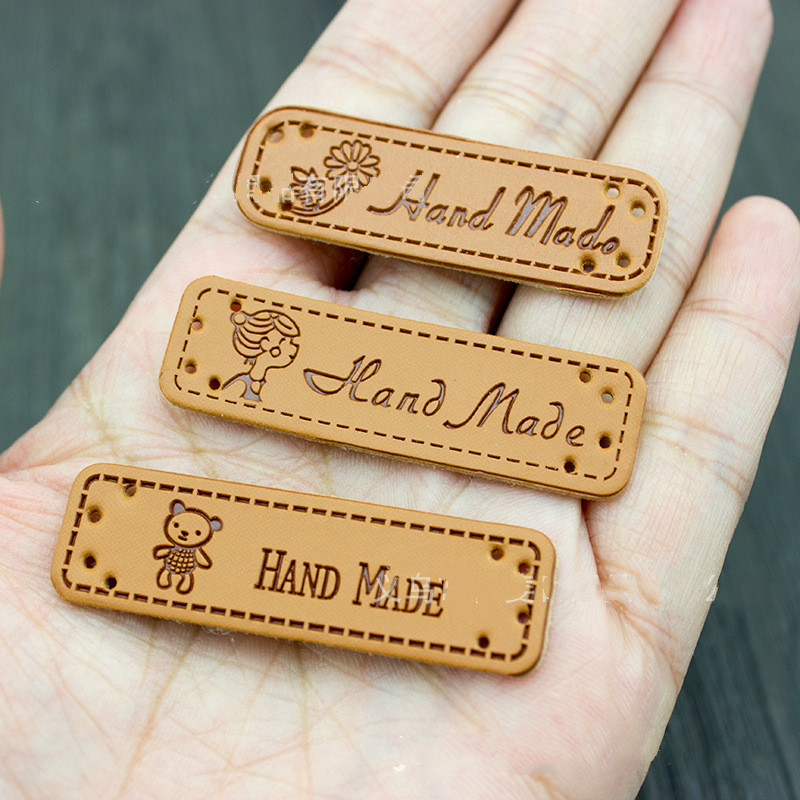 10PCS Engleske ručno izrađene naljepnice za odjeću Oznake od PU kože Ručno izrađene naljepnice DIY jeans torbe Cipele Dodaci za šivanje