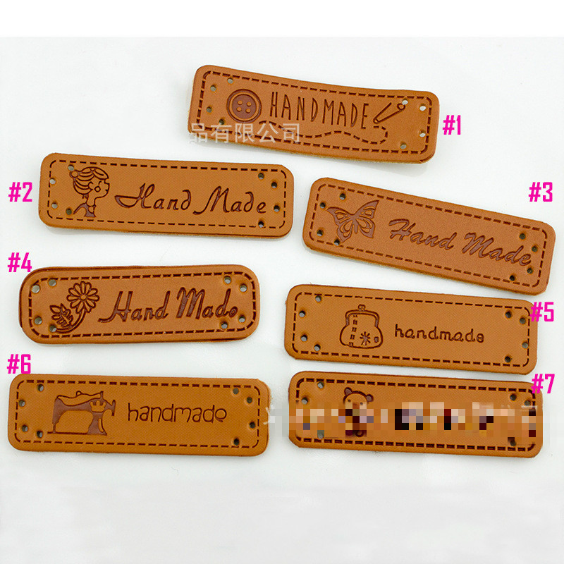 10PCS Engleske ručno izrađene naljepnice za odjeću Oznake od PU kože Ručno izrađene naljepnice DIY jeans torbe Cipele Dodaci za šivanje