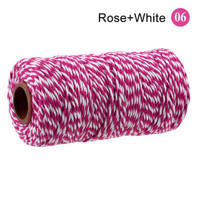 100M/Roll Cotton Bakers Zsineg Zsinór Kötél Kétszínű pamut kézműves zsineg lakástextil ajándékcsomagolás karácsonyi esküvői dekoráció