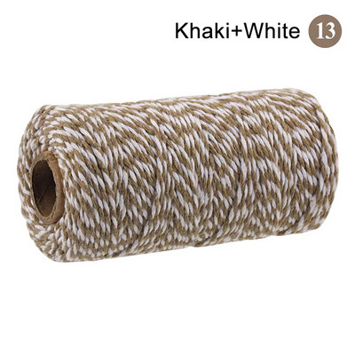 100M/Roll Cotton Bakers Zsineg Zsinór Kötél Kétszínű pamut kézműves zsineg lakástextil ajándékcsomagolás karácsonyi esküvői dekoráció