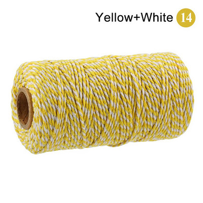 100M/Roll Cotton Bakers Zsineg Zsinór Kötél Kétszínű pamut kézműves zsineg lakástextil ajándékcsomagolás karácsonyi esküvői dekoráció