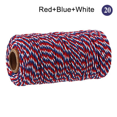 100M/Roll Cotton Bakers Zsineg Zsinór Kötél Kétszínű pamut kézműves zsineg lakástextil ajándékcsomagolás karácsonyi esküvői dekoráció