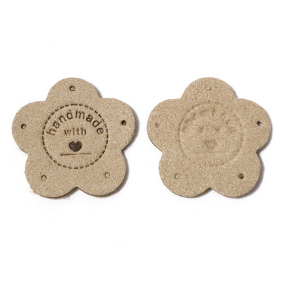 10PCS Sweet Flower PU kožne etikete Oznake Višebojna "Ručno izrađena" odjeća DIY Dodaci za šivanje Šešir Oznaka odjeće 3,5 cm x 3,5 cm