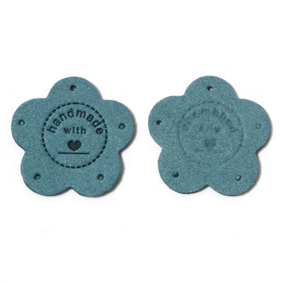 10PCS Sweet Flower PU kožne etikete Oznake Višebojna "Ručno izrađena" odjeća DIY Dodaci za šivanje Šešir Oznaka odjeće 3,5 cm x 3,5 cm