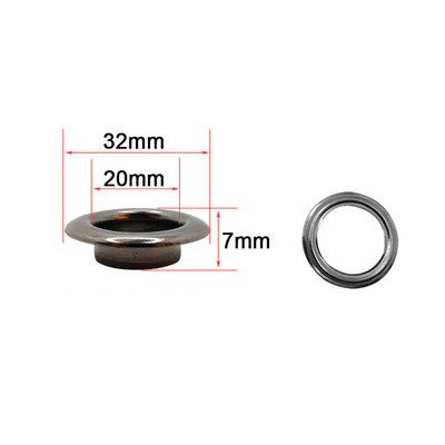 4 kompleta 20/25/30/40 mm mesinganih ušica s podloškom za pranje kože Umetka za popravak Okrugli prsten za oči za cipele, torba, odjeća, kožni remen, šešir
