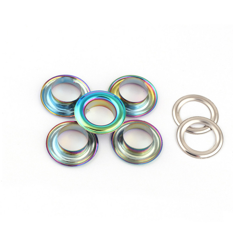 13 mm-es szivárványos fém fűzőlyukak gyűrűk alátétekkel Sárgaréz fűzőlyukak vászon ruhákhoz hevederek bőr kézműves cipők pénztárca kiegészítők