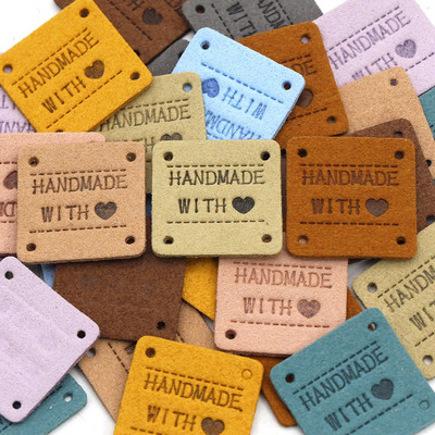 Kézzel készített, szerelemmel címkék címkék kézzel készített címkék ruhákhoz vegyes színű bőr címkék dekoráció ajándékok kalapok ruházati kiegészítők 20 db