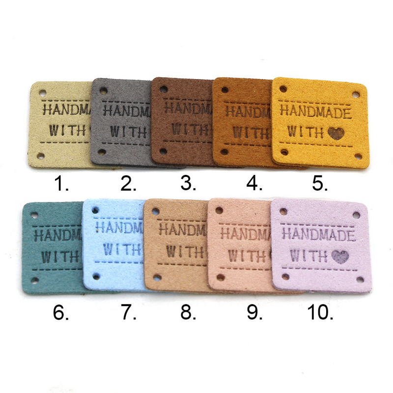 Kézzel készített, szerelemmel címkék címkék kézzel készített címkék ruhákhoz vegyes színű bőr címkék dekoráció ajándékok kalapok ruházati kiegészítők 20 db