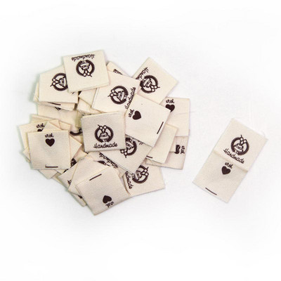 50kom platnenih naljepnica Ručno izrađene naljepnice na presavijanje Oznake s uzorkom ovčjeg srca Ručno izrađene naljepnice za pletene kape Otisnute pamučno tkane šivane oznake
