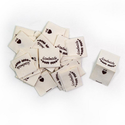 50kom platnenih naljepnica Ručno izrađene naljepnice na presavijanje Oznake s uzorkom ovčjeg srca Ručno izrađene naljepnice za pletene kape Otisnute pamučno tkane šivane oznake