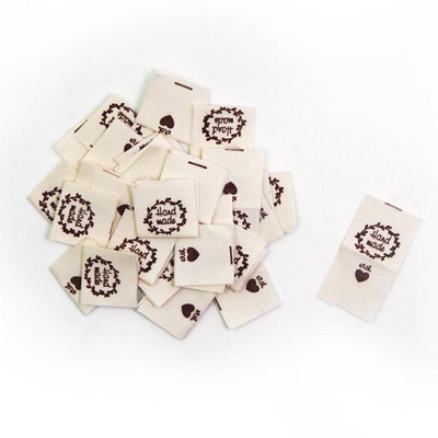 50kom platnenih naljepnica Ručno izrađene naljepnice na presavijanje Oznake s uzorkom ovčjeg srca Ručno izrađene naljepnice za pletene kape Otisnute pamučno tkane šivane oznake