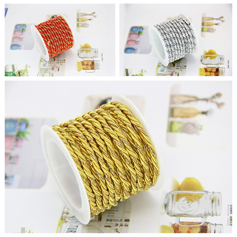 3M / Roll Gold Sidabro šilko dekoravimo laidas „Pasidaryk pats“ amatų reikmenys Drabužių dovanų etiketė Virvė Basteln Rankų darbo drabužių siuvimo medžiagos Touw