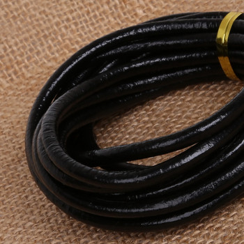 Горещи продавани висококачествени кръгли естествени кожени кори от въже, черен шнур за ръчно изработени шевни аксесоари