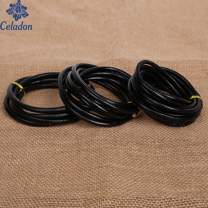 Vânzare fierbinte de înaltă calitate, în formă rotundă, din piele naturală, sfoară de ascuns, sfoară neagră pentru accesorii de cusut manual