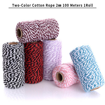 100M 2mm цветен шнур за макраме памучно въже канап конец връв бохемски сватбени занаяти Направи си сам ръчно изработени шевни домашна стена парти декор