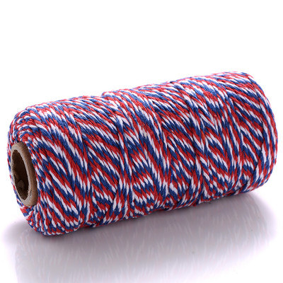 100M 2 mm Šareni makrame kabel Pamučni konop Konac Konac Bohemia Wedding Crafts DIY Ručno šivanje Home Wall Party Decor