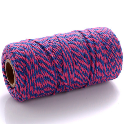 100M 2 mm Šareni makrame kabel Pamučni konop Konac Konac Bohemia Wedding Crafts DIY Ručno šivanje Home Wall Party Decor