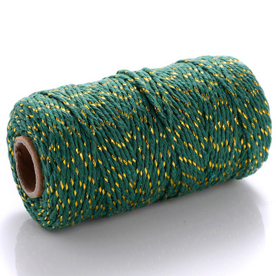 100M 2 mm Šareni makrame kabel Pamučni konop Konac Konac Bohemia Wedding Crafts DIY Ručno šivanje Home Wall Party Decor