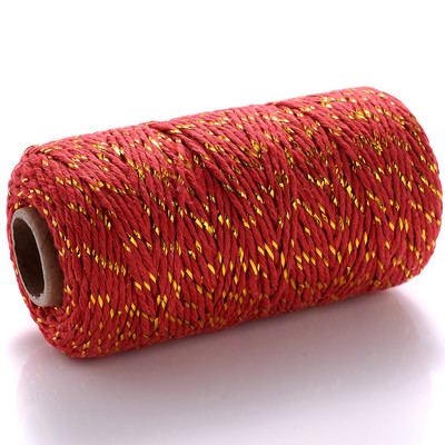 100M 2 mm Šareni makrame kabel Pamučni konop Konac Konac Bohemia Wedding Crafts DIY Ručno šivanje Home Wall Party Decor