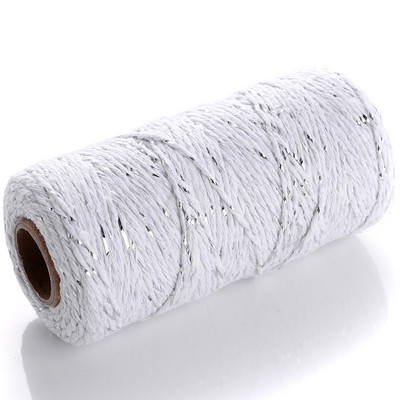 100M 2 mm Šareni makrame kabel Pamučni konop Konac Konac Bohemia Wedding Crafts DIY Ručno šivanje Home Wall Party Decor