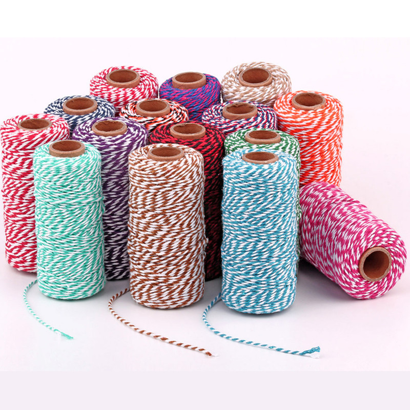 100M 2 mm Šareni makrame kabel Pamučni konop Konac Konac Bohemia Wedding Crafts DIY Ručno šivanje Home Wall Party Decor