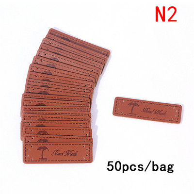 Nova smeđa izrađena s ručno izrađenim etiketama od PU kože u obliku srca, 50 kom.