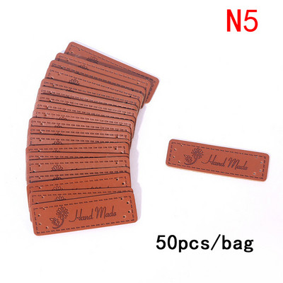 Nova smeđa izrađena s ručno izrađenim etiketama od PU kože u obliku srca, 50 kom.