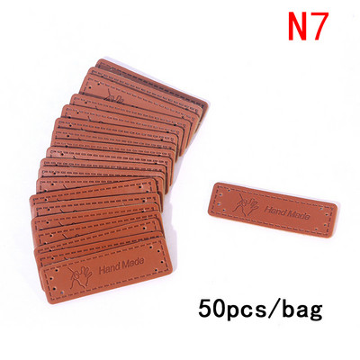 Nova smeđa izrađena s ručno izrađenim etiketama od PU kože u obliku srca, 50 kom.