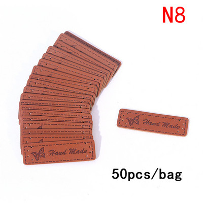 Nova smeđa izrađena s ručno izrađenim etiketama od PU kože u obliku srca, 50 kom.