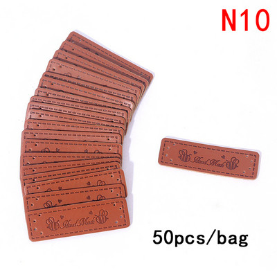 Nova smeđa izrađena s ručno izrađenim etiketama od PU kože u obliku srca, 50 kom.