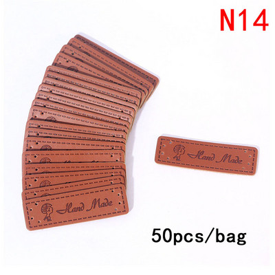 Nova smeđa izrađena s ručno izrađenim etiketama od PU kože u obliku srca, 50 kom.