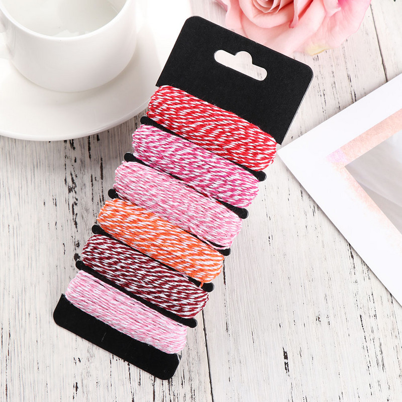 4 sluoksnių plona mišri dvispalvė kepimo virvė medvilninė virvė, skirta „pasidaryk pats“ dovanų pakavimui „Scrapbooking“ Vestuvių gimtadienio puošmena Nauja