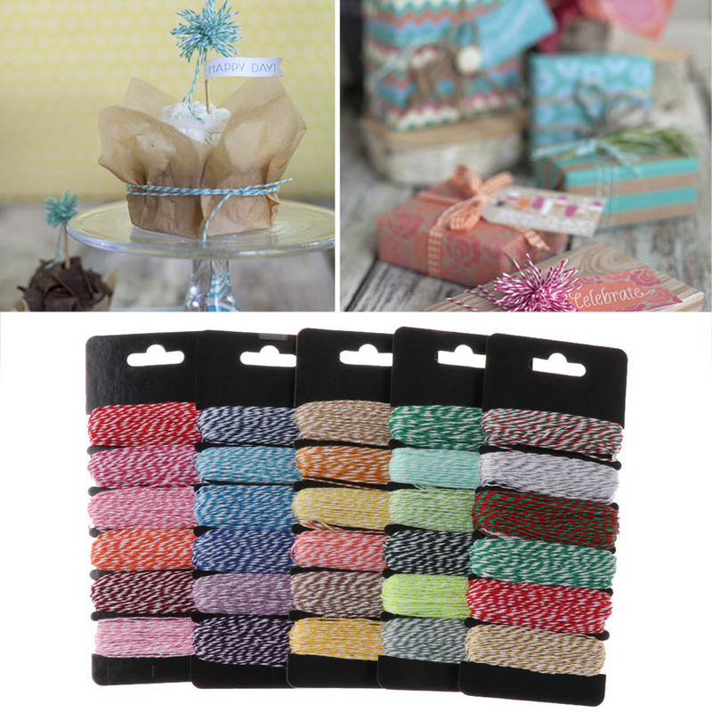 4 sluoksnių plona mišri dvispalvė kepimo virvė medvilninė virvė, skirta „pasidaryk pats“ dovanų pakavimui „Scrapbooking“ Vestuvių gimtadienio puošmena Nauja