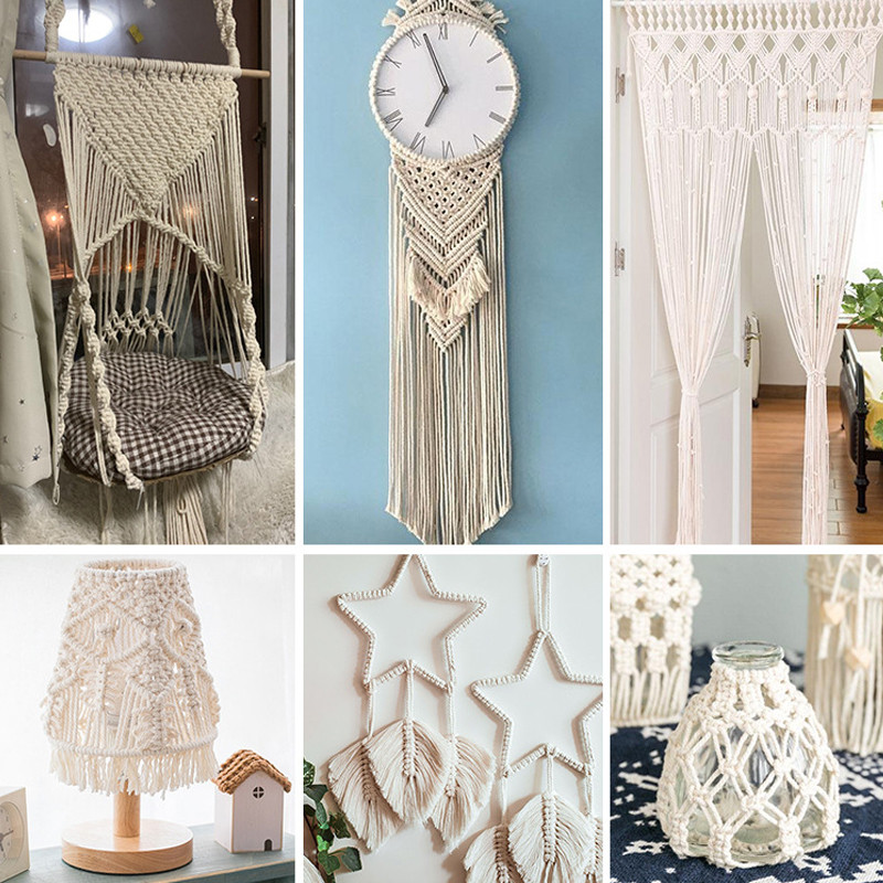 Makrama aukla 3 mm dabīgas kokvilnas aukla, 12 ruļļi, 4 šķiedru krāsaina makrama aukla, krāsaina kokvilnas virve adīšanai.