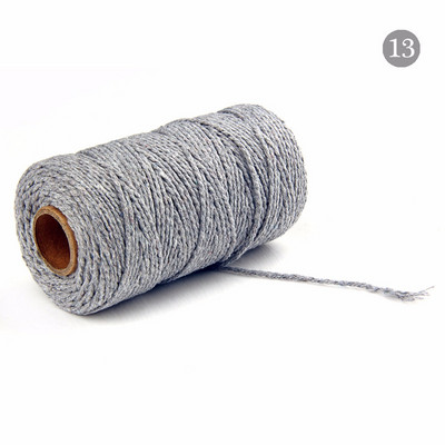 100M 2 mm Macrame pamučna užad Konopac Konop Šivanje DIY Uže u boji Vrpca Rukotvorina Konac Konac Kućni tekstil Dekoracija za vjenčanje
