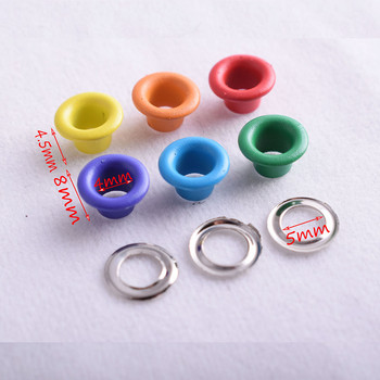 Цветни втулки Шевни капси - 6 цветни 4 мм метални капси Втулки с кръгъл отвор Направи си сам нитове Кожени аксесоари за мъниста
