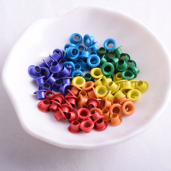 Цветни втулки Шевни капси - 6 цветни 4 мм метални капси Втулки с кръгъл отвор Направи си сам нитове Кожени аксесоари за мъниста