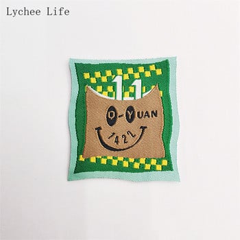 Lychee Life 5Pcs Ins Cartoon Bear Шиене на плат Етикети за дрехи за дрехи Ръчно изработени етикети на етикети Направи си сам Занаяти за шиене на дрехи