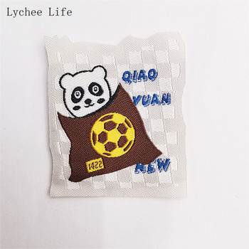 Lychee Life 5Pcs Ins Cartoon Bear Шиене на плат Етикети за дрехи за дрехи Ръчно изработени етикети на етикети Направи си сам Занаяти за шиене на дрехи
