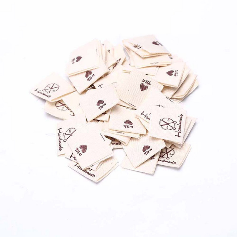 100 kom 4x2cm šivaći stroj/škare/naljepnica za ovratnik odjeće s kuglicom pređe, tkana naljepnica za odjeću za dodatke za šivanje odjeće